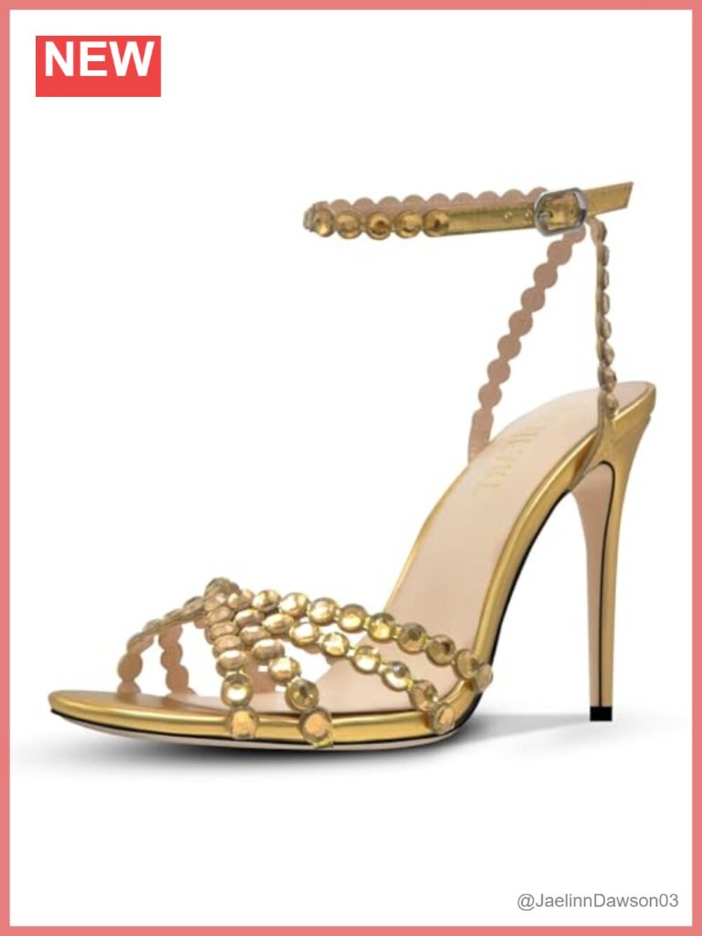 Rhinestone Stiletto Heels Strappy Buckle Round Toe Dressy Sandals Pumps